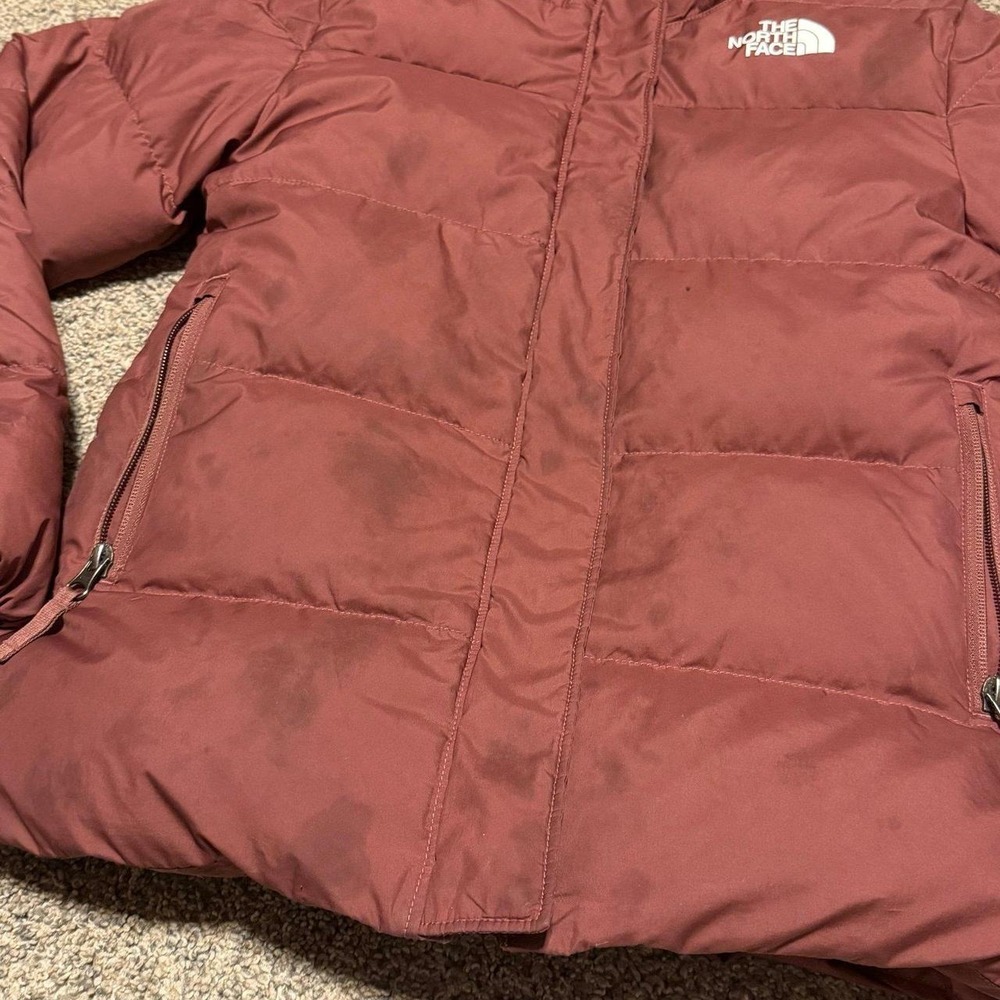The North Face Girls Size 12 600 Fill Down Puffer Jacket Hooded Mauve Pink - Picture 3 of 8